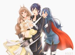 Rule 34 | 1boy, 3girls, armor, aunt and niece, blonde hair, blue eyes, blue hair, blush, brother and sister, brown eyes, brown hair, chrom (fire emblem), dress, closed eyes, father and daughter, fire emblem, fire emblem awakening, hair ornament, lissa (fire emblem), long hair, lucina (fire emblem), male focus, multiple boys, multiple girls, nintendo, open mouth, short hair, short twintails, siblings, smile, sumia (fire emblem), tiara, twintails