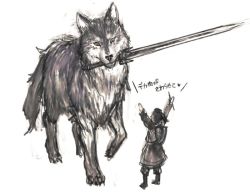 Rule 34 | 1boy, dark souls (series), dark souls i, from software, great grey wolf sif, kitsune n, mouth hold, sword, translation request, weapon, wolf