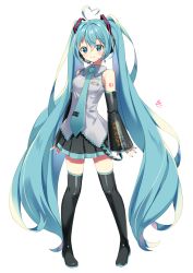 Rule 34 | 1girl, ahoge, aqua eyes, aqua hair, aqua nails, aqua necktie, arami o 8, bare shoulders, black skirt, black sleeves, black thighhighs, blouse, boots, closed mouth, collared shirt, commentary, derivative work, detached sleeves, frills, full body, grey shirt, hair ornament, hatsune miku, headphones, headset, heart, heart ahoge, highres, long hair, looking at viewer, miniskirt, nail polish, necktie, piano print, pleated skirt, shirt, shoulder tattoo, signature, simple background, skirt, sleeveless, sleeveless shirt, smile, solo, standing, tattoo, thigh boots, thighhighs, tie clip, twintails, very long hair, vocaloid, vocaloid boxart pose, white background, zettai ryouiki