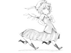 Rule 34 | 1girl, centauroid, extra legs, female focus, flandre scarlet, greyscale, hat, monochrome, short hair, simple background, solo, takeuma, taur, touhou, white background, wings