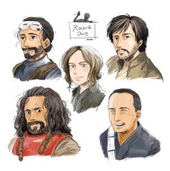 Rule 34 | 1girl, 5boys, animification, baze, blind, bodhi rook, cassian andor, chirrut imwe, copyright name, hair bun, hair slicked back, humanoid robot, jyn erso, k-2so, matsuri6373, multiple boys, parted bangs, robot, rogue one: a star wars story, science fiction, signature, simple background, single hair bun, sketch, star wars, swept bangs, waving arm, wavy hair, white background