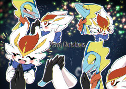 Rule 34 | 1boy, 1girl, :3, blue scarf, blush, breath, buck teeth, chin katsu, christmas, cinderace, closed mouth, clothed pokemon, cold, creatures (company), eye contact, closed eyes, flying sweatdrops, from side, game freak, gen 8 pokemon, half-closed eyes, hands up, happy, hetero, holding hands, inteleon, interspecies, looking at another, looking down, looking to the side, looking up, matching hair/eyes, multiple views, night, nintendo, notice lines, open mouth, outdoors, outline, pokemon, pokemon (creature), pokephilia, pov, profile, red eyes, red hair, red scarf, scarf, short hair, sky, smile, star (sky), starry sky, teeth, upper body, white outline, yellow eyes