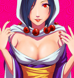 Rule 34 | atlus, breasts, catherine (game), center opening, cleavage, hood, large breasts, lips, mole, nail polish, ookami (game), parody, planetoid, rao, red eyes, short hair
