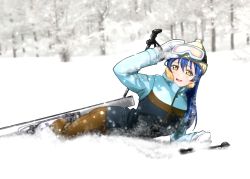 Rule 34 | 1girl, absurdres, adjusting goggles, aqua coat, artist name, artist request, beanie, blue hair, blush, breasts, brown eyes, brown hat, brown pants, coat, female focus, full body, gloves, goggles, goggles on head, hair between eyes, hat, highres, light brown headwear, long hair, long sleeves, looking at viewer, love live!, love live! school idol project, mittens, multicolored coat, pants, parted lips, shoes, skating, ski boots, ski goggles, ski pole, skiing, skiis, smile, snow, snowing, snowstorm, solo, sonoda umi, source request, white footwear, white gloves, white mittens, winter, winter clothes, winter coat, yellow eyes, zipper, zipper pull tab