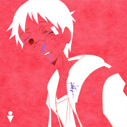 Rule 34 | 1boy, bandaid, bandaid on face, blood, blood on face, bruise, bruised eye, cannotescape, ikari shinji, injury, lowres, male focus, neon genesis evangelion, nosebleed, red background, red theme, short hair, simple background, solo, swollen eye