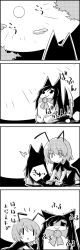 Rule 34 | 1girl, 4koma, ^^^, animal ears, antennae, brooch, cape, comic, commentary request, day, full moon, greyscale, highres, imaizumi kagerou, jewelry, long hair, monochrome, moon, outdoors, ribbon, seiza, shaded face, short hair, short sleeves, sitting, smile, sun, tail, tail grab, tail wagging, tani takeshi, touhou, translation request, trembling, wolf ears, wolf tail, wriggle nightbug, yukkuri shiteitte ne, | |