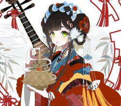 Rule 34 | 1girl, black hair, blue nails, bracelet, braid, braided hair rings, chinese clothes, commentary request, crying, crying with eyes open, double bun, fingernails, flower knot, green eyes, hair bun, hair ornament, hair rings, highres, holding, incense burner, instrument, jewelry, long hair, long sleeves, looking at viewer, miemia, nail art, nail polish, original, parted lips, side bun, sidelocks, smoke, solo, tears, twin braids, upper body, white background, wide sleeves
