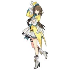 Rule 34 | 1girl, artist request, boots, brown hair, dress, full body, girls&#039; frontline, hat, heterochromia, official alternate costume, official art, reaching, reaching towards viewer, ro635 (girls&#039; frontline), ro635 (guardian in the rye) (girls&#039; frontline), solo, top hat, transparent background