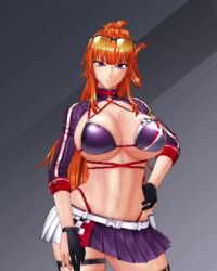Rule 34 | 1girl, 3d, action taimanin, alternate costume, animated, ass, bikini, bikini under clothes, bouncing breasts, breasts, clenched hands, curvy, female focus, hand on own hip, highleg, highleg bikini, huge breasts, jumping, kamimura maika, lilith-soft, long hair, looking at viewer, microskirt, miniskirt, official alternate costume, orange hair, ponytail, purple eyes, race queen, revealing clothes, shiny skin, skindentation, skirt, sound, standing, sunglasses, sunglasses on head, swimsuit, tagme, taimanin (series), taimanin rpgx, talking, thong, thong bikini, underwear, very long hair, video, wide hips