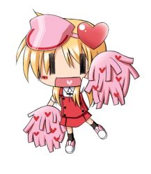 Rule 34 | 1girl, aoki ume (style), cheerleader, cosplay, heart, hidamari sketch, miyako (hidamari sketch), parody, pom pom (cheerleading), ran (shugo chara!), ran (shugo chara!) (cosplay), school uniform, shugo chara!, smile, solo, style parody, tako (all delete), tako (artist), wide face, yamabuki high school uniform, | |