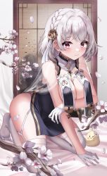 Rule 34 | 1girl, azur lane, breasts, chanpower233, cherry blossoms, highres, large breasts, looking at viewer, manjuu (azur lane), official alternate costume, sirius (azur lane), sirius (azure horizons) (azur lane), solo, thighs