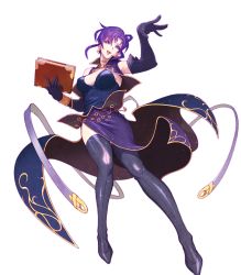 Rule 34 | 1girl, bare shoulders, book, bracelet, breasts, capelet, cleavage, dress, earrings, elbow gloves, fire emblem, fire emblem: the blazing blade, fire emblem heroes, full body, gloves, highres, holding, holding book, jewelry, kotobuki tsukasa, large breasts, lips, lipstick, looking at viewer, makeup, nintendo, official art, side slit, smile, solo, thighhighs, transparent background, ursula (fire emblem)