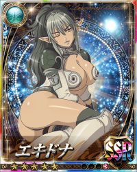 Rule 34 | 1girl, ass, breasts, echidna (queen&#039;s blade), echidna (queen's blade), female focus, one eye closed, pointy ears, queen&#039;s blade, solo, star (symbol), text focus, translation request, veteran mercenary echidna