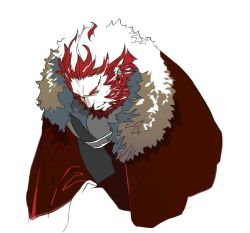 Rule 34 | 1boy, beard, cape, facial hair, fate/zero, fate (series), from above, iskandar (fate), looking to the side, male focus, morii shizuki, red eyes, red hair, smile, solo