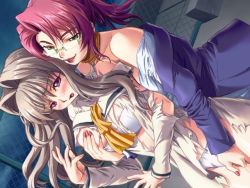 Rule 34 | 2girls, answer dead, blush, bra, grabbing another&#039;s breast, breasts, fingering, game cg, glasses, grabbing, le chocolat, multiple girls, panties, torn clothes, underwear, white panties, yuri