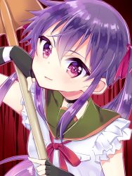 Rule 34 | 10s, 1girl, ebisuzawa kurumi, fingerless gloves, gakkou gurashi!, gloves, irone (miyamiya38), long hair, purple eyes, purple hair, shovel, solo, twintails, worktool