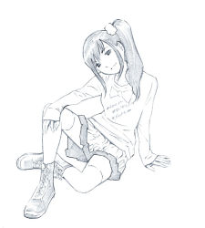 Rule 34 | 1girl, boots, monochrome, original, ponytail, sketch, skirt, solo, yoshitomi akihito