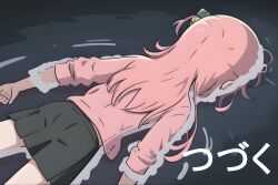Rule 34 | 1girl, asphyxiation, bocchi the rock!, clothes, cube hair ornament, drowning, gotoh hitori, gundam, gundam wing, hair ornament, highres, jacket, partially submerged, pink hair, pink jacket, skirt, water