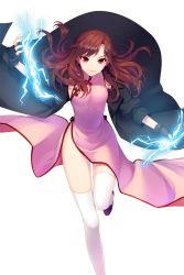 Rule 34 | 1girl, black gloves, braid, brown hair, chinese clothes, electricity, artistic error, fingerless gloves, gloves, highres, leg up, looking at viewer, no panties, official art, red eyes, shirahane nao, sky (soccer spirits), smile, soccer spirits, solo, standing, standing on one leg, thighhighs, transparent background, white thighhighs