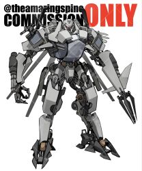 Rule 34 | chain gun, commission, extra eyes, full body, highres, kamitoge supino, mecha, no humans, original, red eyes, robot, science fiction, shoulder cannon, solo, standing, transformers, transformers (live action), watermark