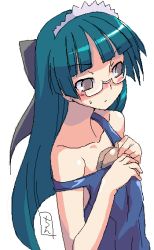 Rule 34 | 1girl, atsumuchi, blunt bangs, bow, brown eyes, glasses, green hair, hair bow, headdress, hime cut, hisakawa chin, long hair, oekaki, one-piece swimsuit, original, school swimsuit, simple background, solo, swimsuit, white background