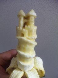 Rule 34 | banana, building, castle, food, fruit, holding, photo (medium), sculpture, tower, y yamaden