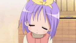 Rule 34 | 1girl, animated, animated gif, hair ribbon, hiiragi tsukasa, lucky star, purple hair, ribbon, short hair, sleeping