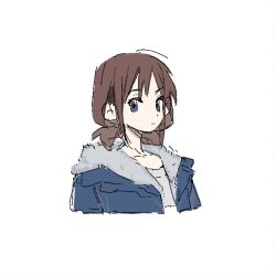 Rule 34 | 1girl, blue eyes, blue jacket, brown hair, closed mouth, cropped torso, ggzi152437, girls band cry, iseri nina, jacket, looking at viewer, shirt, short twintails, smile, solo, twintails, upper body, white shirt