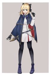 Rule 34 | 1girl, ahoge, artoria caster (fate), artoria caster (fate) (cosplay), artoria caster (second ascension) (fate), artoria pendragon (all), artoria pendragon (fate), blonde hair, blush, bow, cosplay, dress, euhage73, fate/grand order, fate (series), green eyes, hair between eyes, highres, open mouth, pantyhose, saber lily, sheath, sheathed, simple background, smile, solo, sword, two-tone cape, weapon, weapon on back