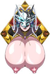 Rule 34 | 1girl, absurdres, blue eyes, breasts, commission, duel monster, female focus, helmet, highres, ierouyellow, large breasts, long hair, looking at viewer, mask, mask on head, pixiv, pixiv commission, shiny skin, solo, swordsoul (yu-gi-oh!), swordsoul of mo ye, very long hair, white hair, yu-gi-oh!, yu-gi-oh! duel monsters