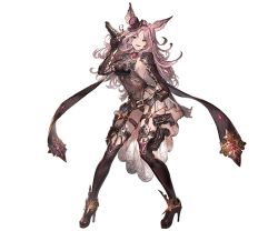Rule 34 | 10s, 1girl, animal ears, catharine (granblue fantasy), erune, full body, gloves, granblue fantasy, gun, hairband, hat, holding, holding weapon, jewelry, leotard, long hair, minaba hideo, official art, open mouth, pink hair, red eyes, smile, solo, thighhighs, transparent background, weapon
