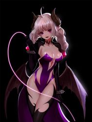 Rule 34 | 00s, 1girl, ahoge, artist request, black background, black legwear, blonde hair, braid, breasts, cape, cleavage, demon girl, demon horns, demon wings, dungeon and fighter, facepaint, horns, leotard, medium breasts, nyarly the forbidden, pointy ears, red eyes, simple background, solo, spiked gauntlets, tattoo, thigh gap, twin braids, whip, wings
