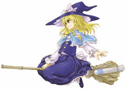 Rule 34 | 1girl, blonde hair, braid, broom, cervus, female focus, full body, hair ribbon, hat, kirisame marisa, ribbon, rocket, simple background, skirt, solo, touhou, white background, witch, witch hat
