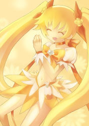 Rule 34 | 10s, 1girl, bad id, bad pixiv id, blonde hair, bow, brooch, cure sunshine, heart, heart brooch, heartcatch precure!, jewelry, kouno hikaru, long hair, magical girl, myoudouin itsuki, open mouth, orange bow, precure, smile, solo, very long hair, yellow bow