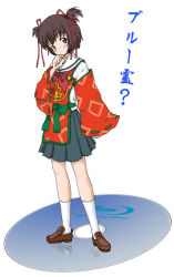 Rule 34 | 00s, 1girl, blu-ray, female focus, full body, hitotsubashi yurie, kamichu!, ru pickman, school uniform, solo, white background