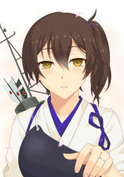 Rule 34 | 10s, 1girl, arrow (projectile), brown eyes, brown hair, esuto, highres, jewelry, kaga (kancolle), kantai collection, looking at viewer, md5 mismatch, parted lips, quiver, ring, short hair, side ponytail, solo, wedding band