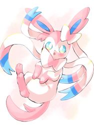 Rule 34 | :o, blue eyes, blush, commentary request, creatures (company), full body, game freak, gen 6 pokemon, highres, looking at viewer, nintendo, no humans, pokemon, pokemon (creature), solo, surumeika (ninfiiiir), sylveon, toes