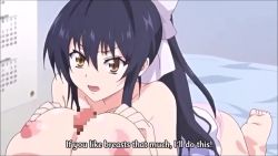 Rule 34 | 10s, 1boy, 1girl, animated, anime screenshot, back, bare shoulders, bed, black hair, blue ribbon, blush, bouncing breasts, bow, breasts, breasts squeezed together, brown eyes, censored, cheek poking, chichiiro toiki, close-up, collarbone, covered erect nipples, deep skin, fellatio, functionally nude, grabbing, hair bow, hand on own chest, hetero, highres, huge breasts, jacket, kawasumi saya, licking, licking penis, lingerie, long hair, mosaic censoring, multiple girls, nipples, no bra, open mouth, oral, orange eyes, paizuri, panties, panty pull, penis, penis grab, pillow, pink jacket, pink panties, poking, ponytail, ribbon, screencap, sideboob, sidelocks, solo focus, sound, sweat, tagme, talking, thighs, underwear, video, wide-eyed