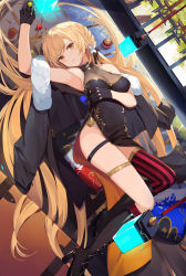 Rule 34 | 1girl, absurdres, arm across waist, arm up, armpits, asymmetrical legwear, bell, black footwear, black gloves, black ribbon, blonde hair, boots, china dress, chinese clothes, closed mouth, collarbone, cross-laced footwear, day, dress, dutch angle, eruthika, feather boa, girls&#039; frontline, gloves, gold trim, hair ornament, hair ribbon, high heel boots, high heels, highres, holding, indoors, jewelry, jingle bell, knee boots, kneehighs, lace-up boots, light, long hair, looking at viewer, lying, official alternate costume, on back, ots-14 (girls&#039; frontline), ots-14 (sangria succulent) (girls&#039; frontline), pillow, red socks, ribbon, ring, sidelocks, single kneehigh, single sock, single thighhigh, skindentation, smile, socks, solo, striped clothes, striped socks, striped thighhighs, thigh strap, thighhighs, thighs, tree, uneven legwear, vertical-striped clothes, vertical-striped socks, vertical-striped thighhighs, very long hair, window, yellow eyes
