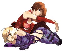 Rule 34 | 2girls, anna williams, bad id, bad pixiv id, blonde hair, blue eyes, breasts, brown hair, camouflage, china dress, chinese clothes, cleavage, death by degrees, detached sleeves, dress, gloves, heisa, licking lips, lying, multiple girls, namco, nina williams, pantyhose, short hair, siblings, sisters, sitting, tekken, tekken 2, tekken 3, tekken 4, tekken 5 (dark resurrection), tekken tag tournament, tongue, tongue out
