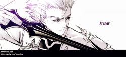 Rule 34 | 1boy, archer (fate), bow (weapon), character name, fate/stay night, fate (series), male focus, solo, watermark, weapon, web address, yaoshi jun