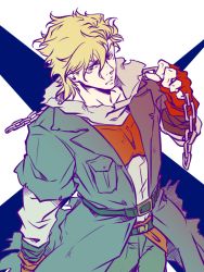 Rule 34 | 1boy, aged down, bad id, bad pixiv id, blonde hair, caesar anthonio zeppeli, chain, feather hair ornament, feathers, green eyes, hair ornament, jojo no kimyou na bouken, male focus, solo, zino