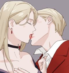 Rule 34 | alexia ashford, alfred ashford, blonde hair, choker, french kiss, highres, incest, kiss, mmyaaym, red lips, resident evil, resident evil - code: veronica, siblings, smudge, twincest, twins