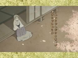 Rule 34 | 10s, 1boy, cherry blossoms, covering face, japanese clothes, male focus, petals, sandals, short hair, sitting, solo, tatami, touken ranbu, translation request, yomoyama (toirets)