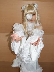 Rule 34 | blonde hair, cosplay, dress, eyepatch, flower, frills, houtou singi (model), kirakishou, photo (medium), rozen maiden