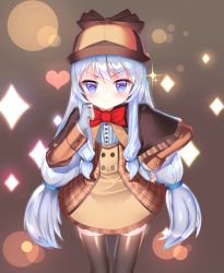 Rule 34 | 1girl, :3, bad id, bad pixiv id, blue eyes, capelet, hat, highres, long hair, looking at viewer, low tied hair, low twintails, silver hair, solo, soulworker, stella unibell, thighhighs, topu, twintails