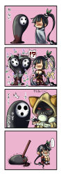 Rule 34 | 2girls, 4koma, animal ears, arakune, arc system works, black hair, blazblue, blazblue: calamity trigger, breasts, cat ears, chibi, china dress, chinese clothes, cleavage, cleavage cutout, clothing cutout, comic, dress, glasses, hair ornament, highres, lao jiu, large breasts, litchi faye ling, multiple girls, panda, ponytail, taokaka, tears, translation request