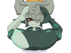 Rule 34 | 1girl, blush, breasts, colored sclera, kemonon, looking at viewer, midna, monster girl, nintendo, pointy ears, red eyes, small breasts, smile, the legend of zelda, yellow sclera
