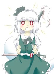 Rule 34 | + +, 1girl, :o, aqua skirt, aqua vest, bow, bowtie, buttons, clenched hands, frilled skirt, frills, grey bow, grey bowtie, grey hairband, hairband, katana, konpaku youmu, konpaku youmu (ghost), looking at viewer, nonamejd, official style, puffy short sleeves, puffy sleeves, red eyes, shirt, short hair, short sleeves, simple background, skirt, skirt set, solo, sword, touhou, wakizashi, weapon, white background, white hair, white shirt, zun (style)