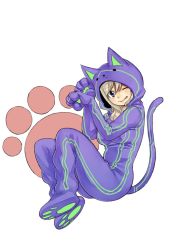 Rule 34 | 1girl, ;q, animal costume, animal ears, animal hands, blue eyes, cat costume, cat ears, cat tail, eden&#039;s zero, fake animal ears, fake tail, full body, gloves, hair between eyes, long hair, looking at viewer, mashima hiro, one eye closed, paw gloves, rebecca bluegarden, silver hair, simple background, solo, tail, tongue, tongue out, white background